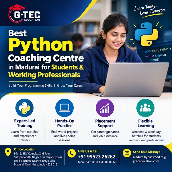 Best Python Coaching Centre in Madurai for Students & Working Professionals