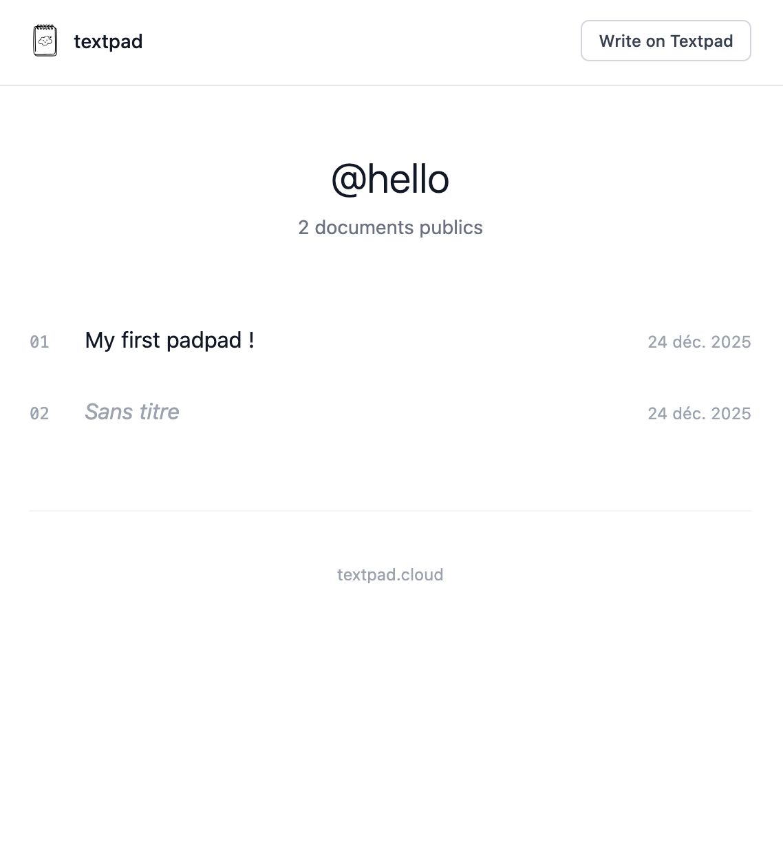 Public blog homepage with article list