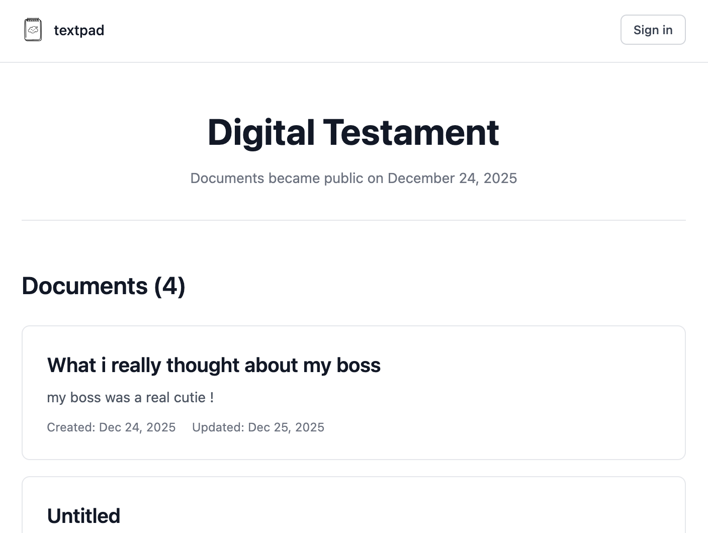 Digital legacy public page preview