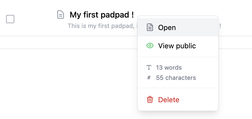 Context menu on documents