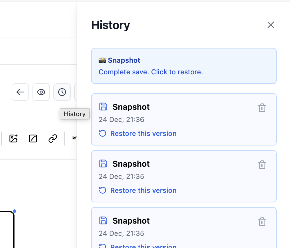 Version history panel
